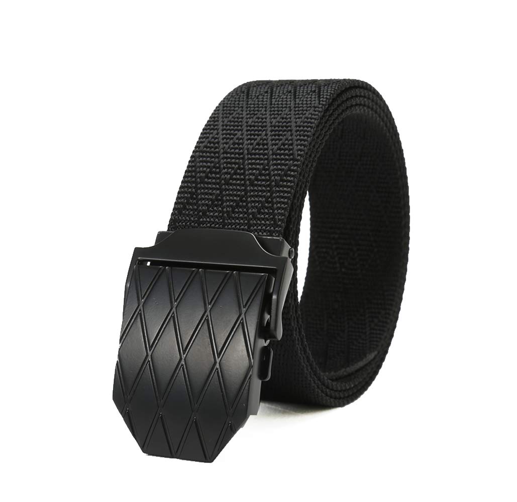 Mens Nylon Belt Military Tactical Webbing Regular & Big and Tall 34-62 inch Waist Canvas Outdoor Web Belt with Removable Ratchet Buckle (Adjustable 60"-63" Waist, Black)