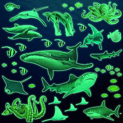Vinilos decorativos luminosos removibles animales oceánicos