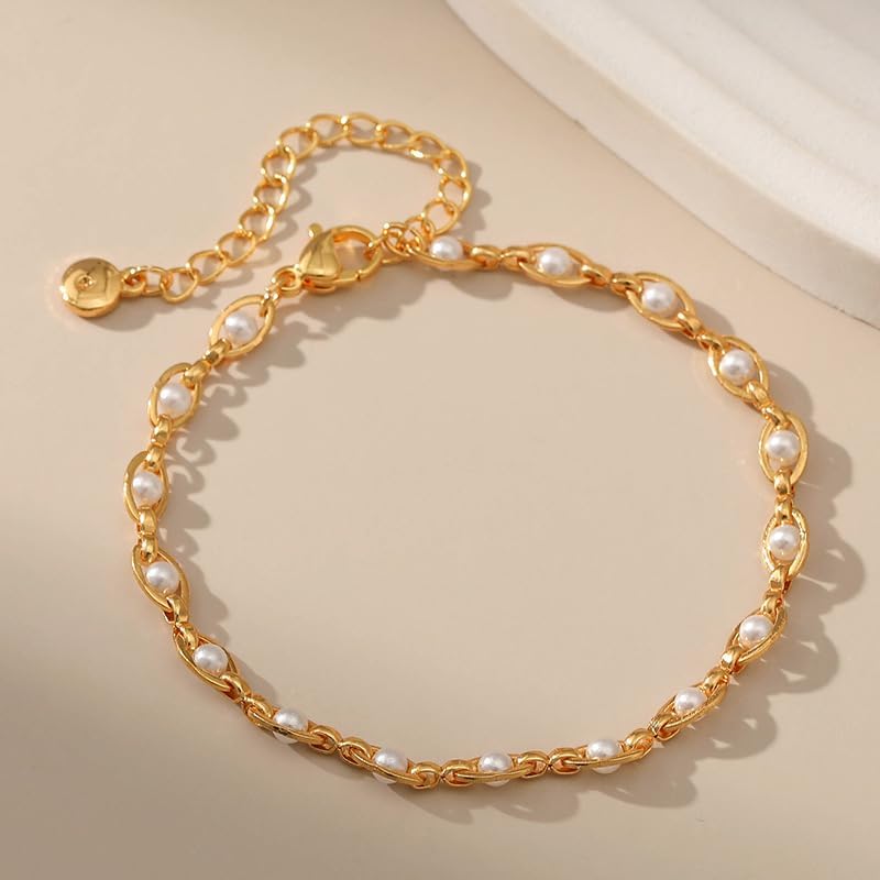 18K Gold Plated Beaded Pearl Bracelet for Women - Image 2