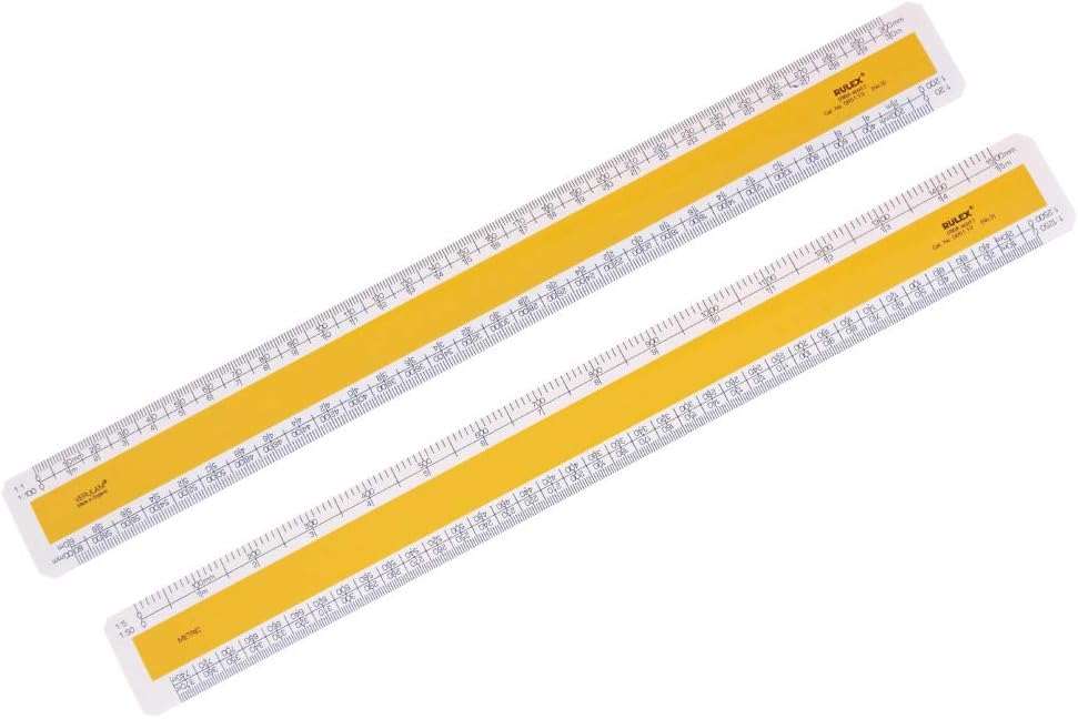Rulex Verulam 30cm 12 inch Flat Oval Metric Scale Ruler RIBA Approved No. 3 Scales: 1:1 1:100 1:5 1:50/1:20 1:200 1:1250 1:2500