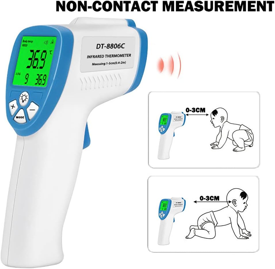 GXFC Thermometer Thermometer Indoor and Outdoor Non-Contact Infrared Temperature Measuring Body Thermometer,Light Blue : Health & Household