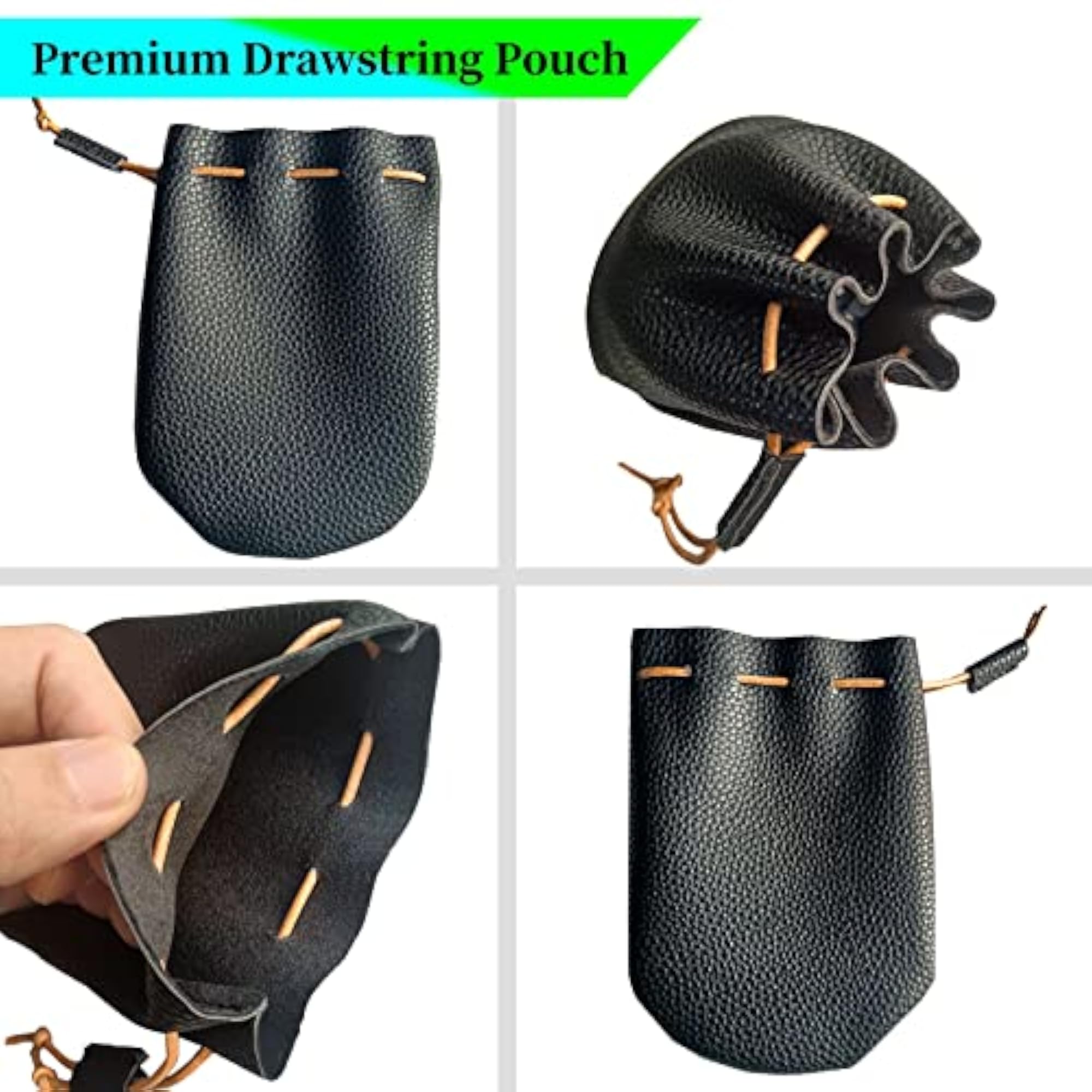 Faux Leather Drawstring Pouch, Premium Coin Pouch