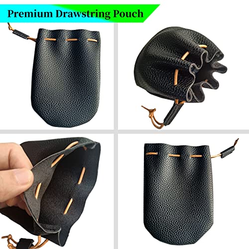 Faux Leather Drawstring Pouch, Premium Coin Pouch for Men, coin holder for purse, Change Holder for Car as coin purses, coin wallet, dice bags, key wallet Size 5.9" x 4.3" (Black)3