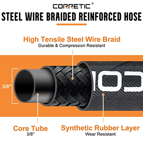 Image of Pressure Washer Whip Hose 8 FT x 3 /8 Inch, 4000 PSI Power Washer Jumper Hose