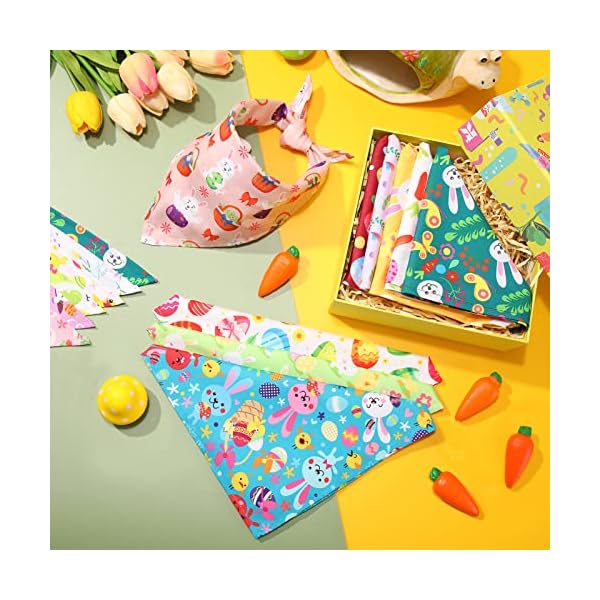 50 pieces easter dog bandanas bulk dog kerchief set bibs triangle dog scarf dog bandanas with easter egg rabbit carrot patterns for easter party pet costume accessories decoration - image 6