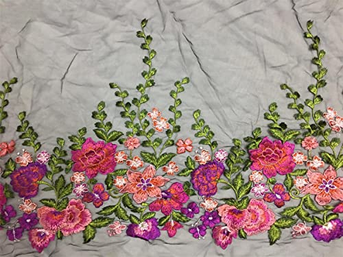 15.7" Width Floral Flower Colorful Embroidered Lace Trim Lace Fabric Sewing On Applique Patches By The Yard For Diy Handmade Clothing Evening Dress Home Decoration (Black 2 Yard) #TOP5