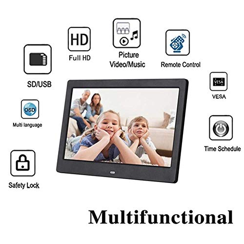 Digitaler Bilderrahmen Hochauflösender Digitaler Bilderrahmen Breitbild mit Fernbedienung(10" Schwarz)