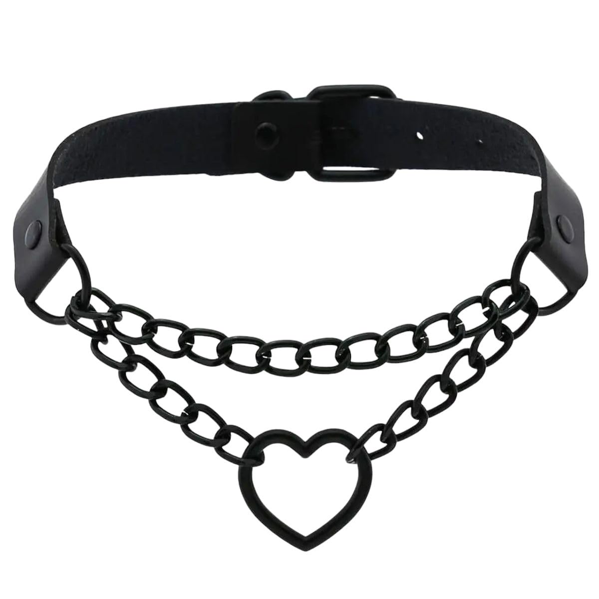 Gothic Harajaku Schwarze Herzkette Leder Halsband Punk Halsketten Für Frauen Mädchen Schnalle Chocker Emo Hexe Schmuck Modeaccessoires Kreatives Geschenk