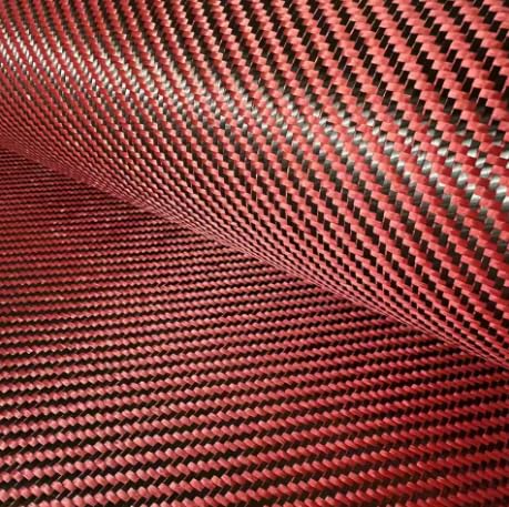 3K 200gsm 2x2 Red Blue Yellow Kevlar & Carbon Fiber Mixed Fabric Twill 50" / 100/150/m Aramid Fiber Hybrid Carbon Kevlar Cloth (Red, 50cm witdh x 1.5m)