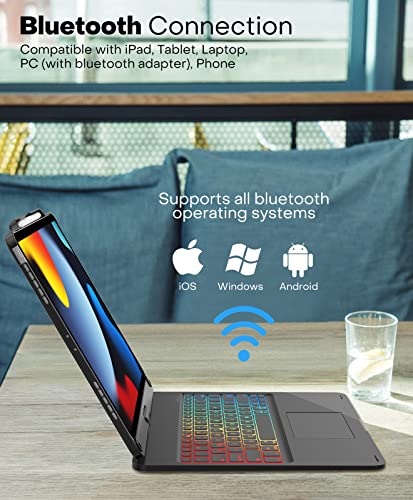SENGBIRCH iPad 12.9 Pro Case with Keyboard, Keyboard Case for iPad Pro 12.9 inch 6th, 5th, 4th, 3rd Generation(2022~2018), 7 Colors Backlit - Image 7