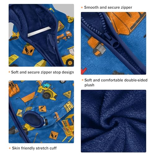 Image of Boys Fleece Jacket Hooded Autumn Winter Long Sleeve Thick Warm Outerwear;3-10 Years Kids Cute Fuzzy Jacket