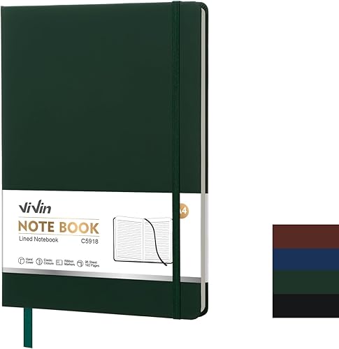 Miniatura 7 de ViVin B5 Cuaderno rayado para el trabajo, cuaderno de tapa dura de cuero de 6.9"x9.8", cuaderno rayado profesional de 192 páginas para oficina