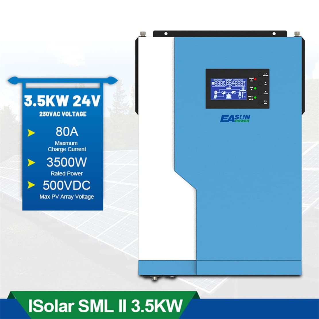 Hybrydowy inwerter sinusoidalny 3500 W 24 V z kontrolerem ładowania słonecznego, hybrydowym inwerterem solarnym Wyświetlacz LCD Niska częstotliwość konwertera słonecznego, system zasilania off-grid