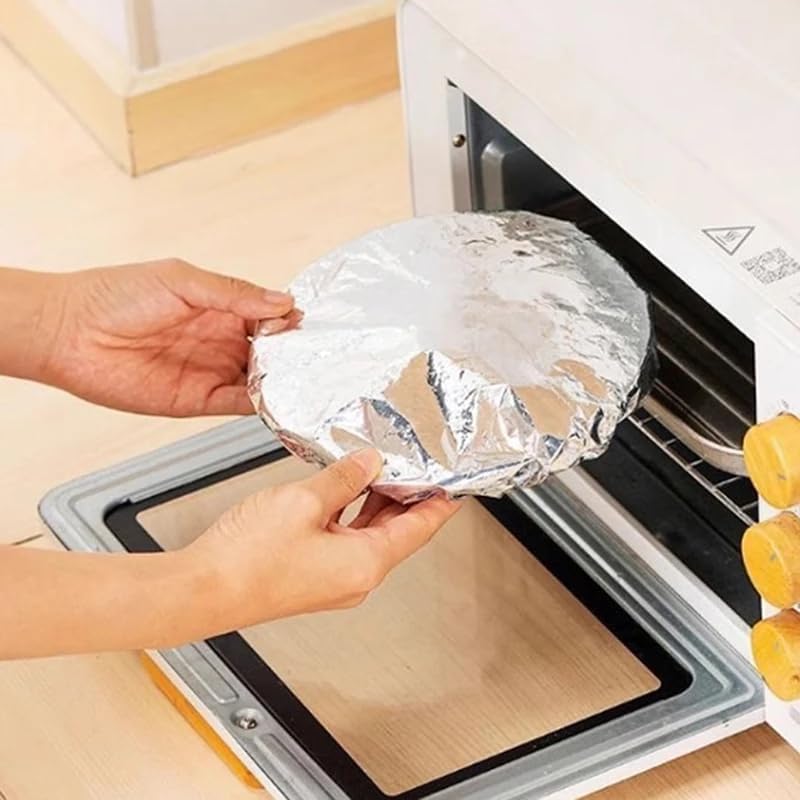 Image of Food Grade Aluminum Foil Elastic Paper 10 PCS | Adjustable Airtight Bowl Cover for Food Storage | Reusable Fresh-Keeping Covers for Kitchen, Cooking & Baking