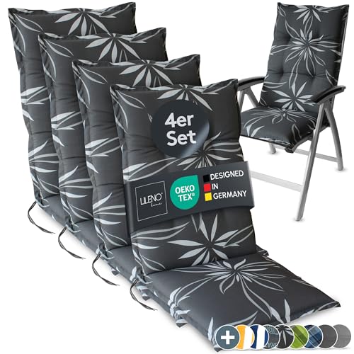 LILENO HOME Gartenstuhl Auflagen - Bequeme Liegen als Sitzauflagen für Gartenmöbel - Stuhlkissen für Gartenstühle und Klappstühle Flor