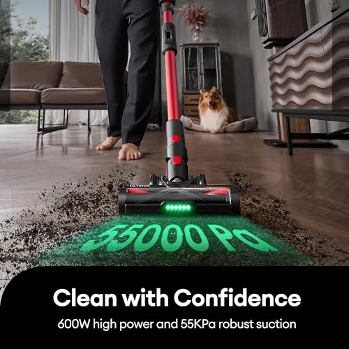 Image of Ultenic Cordless Vacuum Cleaner, 600W 55Kpa 60Mins Vacuum Cleaners for Home, with 180Bendable Wand, Anti-Tangle Brush, Charging Dock, Stick Vacuum Cordless for Pet Hair /Carpet /Floor /Car