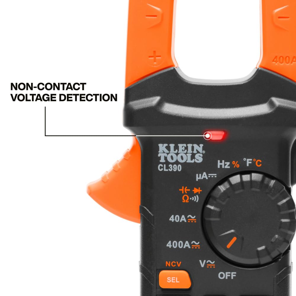 Klein Tools 80197 AC/DC Clamp Meter Kit con Gancho Magnético, Auto-Ranging TRMS, 400 Amp, Probador de Voltaje NCVT, Kit de Prueba Profesional