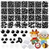 MUOTRRTE 1000 Stück 6-14mm Sicherheitsaugen für Häkeltiere,Kunststoff knopfaugen Sicherheitsaugen und Nase zum Häkeln mit Unterlegscheibe,Puppenaugen für Amigurumi,Plüschtiere DIY-Zubehör