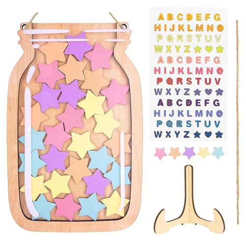 Star Reward Jar 30Pcs Reward Jars for Children with Stars Good Behaviour Chart Reward Pot Star Jar Reward System for Home School Classroom Teacher Parent with Alphabet Stickers