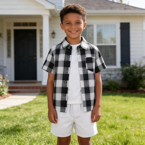 Image of SANGTREE 3 Piece Boy Outfits Short Sleeve Shirt and Shorts Set Beach Vacation Summer Clothes, 3 Months - 9 Years