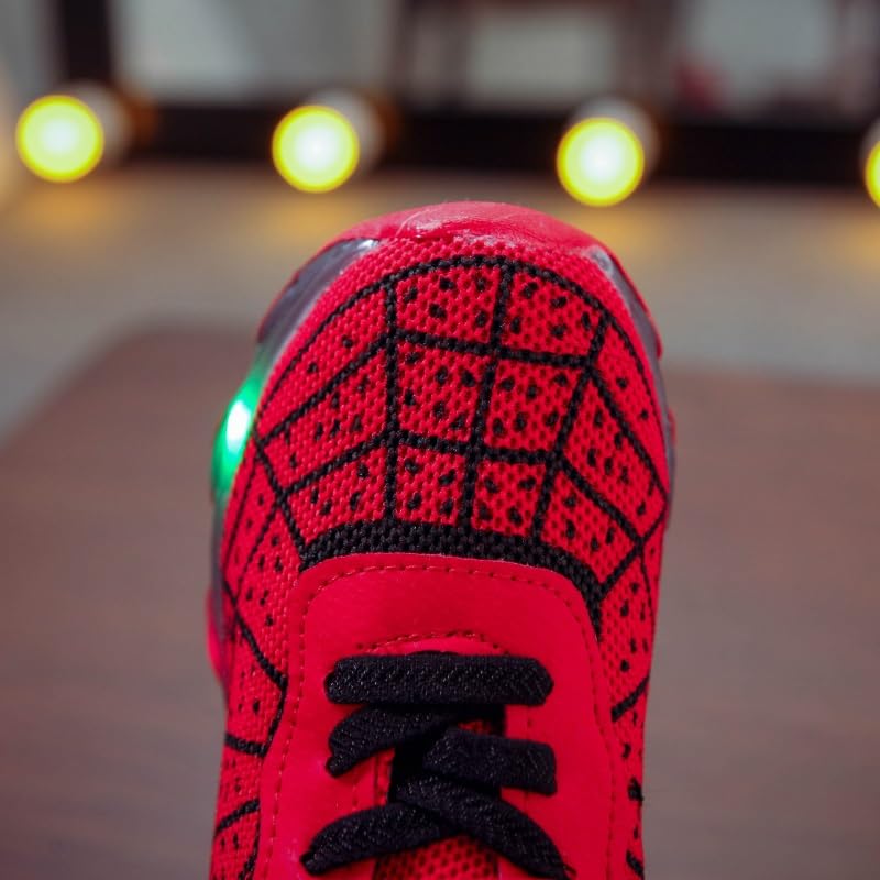Light Up Shoes for Boys & Girls - Breathable Casual LED Flash Sneakers, Black, Blue, Red Unisex Toddler Kids for Birthdays & Christmas(red,5 Big Kid)4