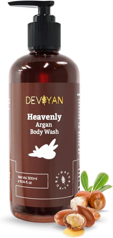 Deviyan Heavenly Argan Body Wash for long lasting Hydration 300 ml | Detoxifying | Cleansing | Moisturising | Paraben Free | SLS Free | Nourishing | Vitamin E | Soft Skin | Natural Oils