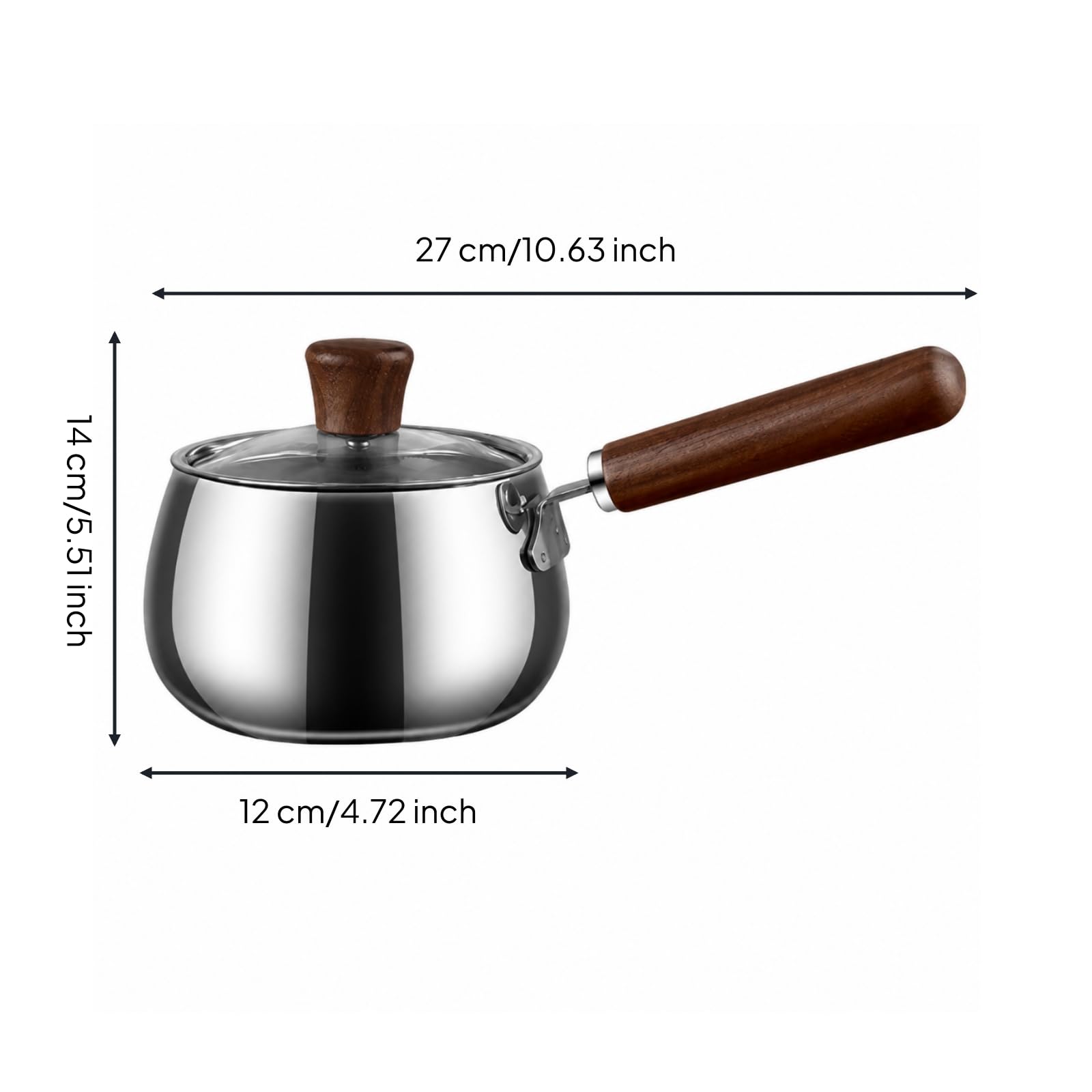 Olla Pequeña con Tapa y Vertedor Vertedor Compacta Mini Olla con Mango Resistente Al Óxido Pequeña