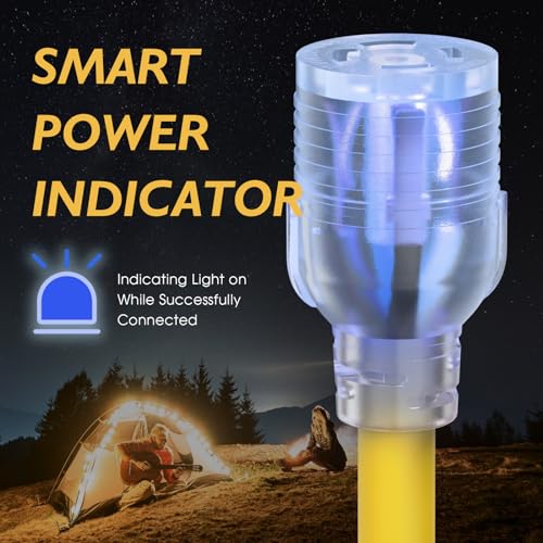 TOOLIOM 30 Amp Generator Cord, L14-30P/L14-30R Generator Extension Cord, UL Listed Heavy Duty Generator Power Cord 125/250V 7500W 10 AWG SJTW RV Extension Cord with Lighted Power Indicator (25FT) - Image 5