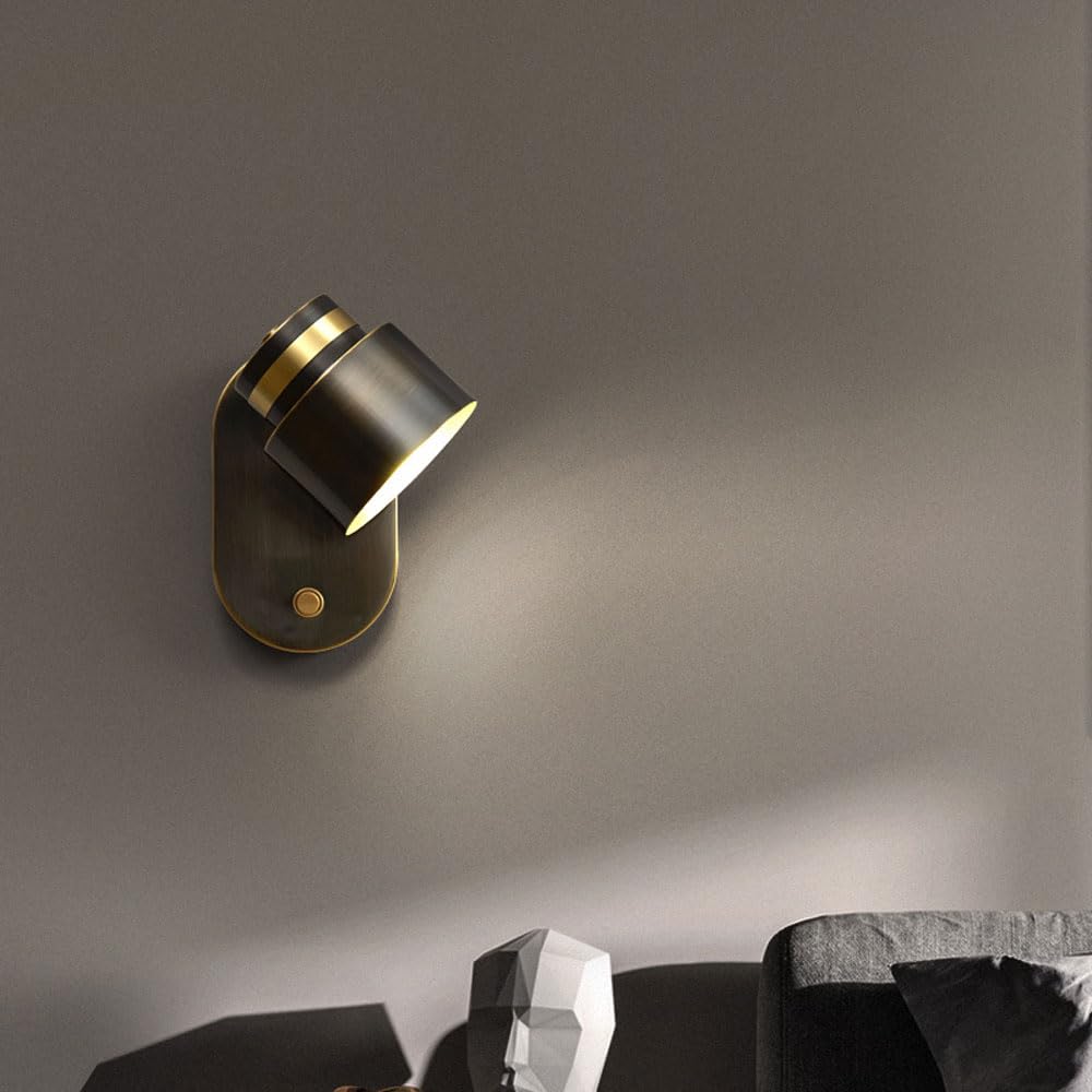 Lámpara de pared con rotación estilo granja y aplique negro con interruptor integrado