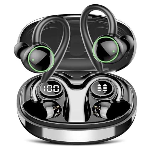 Wireless Earbuds, Bluetooth 5.4 Headphones Sport, Over Ear Buds With ENC Noise Cancelling Mic, 48H, Wireless Earphone With Earhooks, Stereo Deep Bass, IP7 Waterproof Headset for Workout, Black