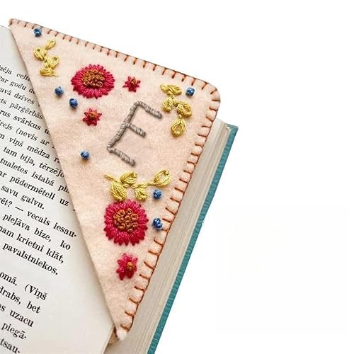 MOTEERLLU Personalized Hand Embroidered Corner Bookmark, Fall-E