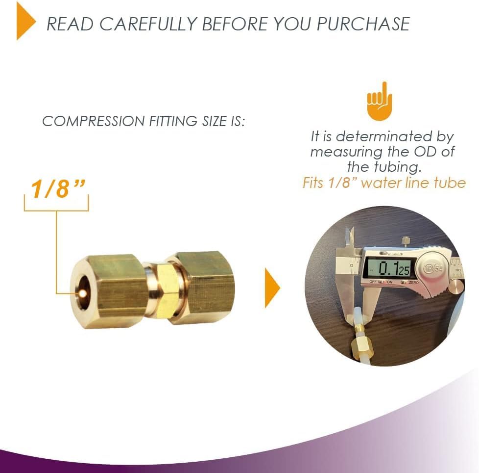 Miniatura 2 de Tubo de compresión de latón para máquina de hielo, unión, 18 pulgadas de diámetro exterior x 18 pulgadas de diámetro exterior, paquete de 2