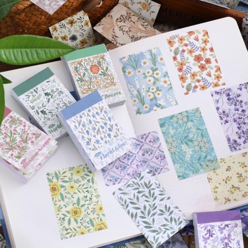 Image of 12 Sets 600 Sheets Vintage Floral Stickers, Aesthetic Sticker Book for Journaling, Different Flower Themes Scrapbook Supplies Ideal DIY Decorative Gifts for Women Girls Adults Teens Junk Journal