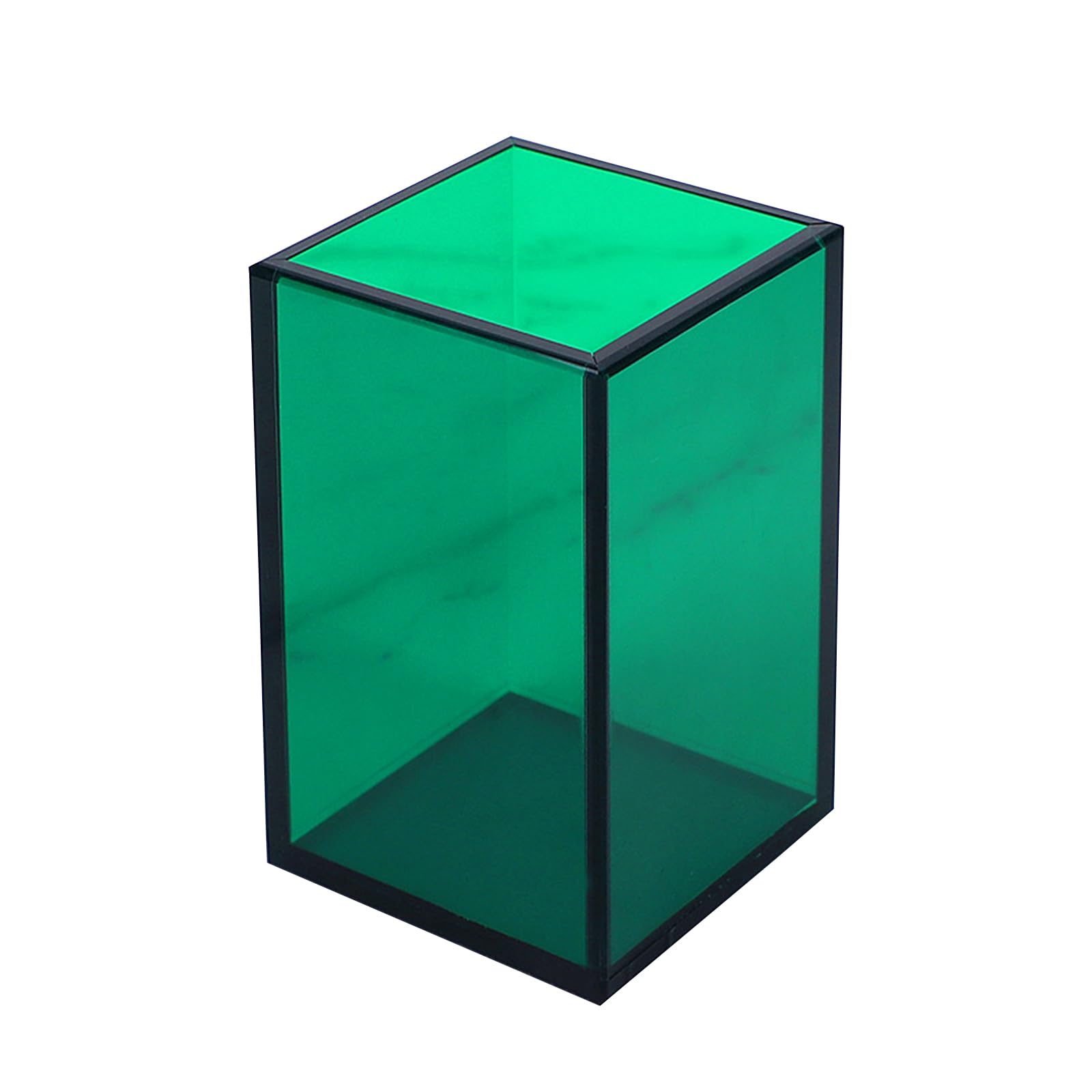 Leliafleury 1Pcs Green Acrylic Pen Pot, 7x7x10cm Acrylic Pen Holder Square, Clear Makeup Brush Holder for School Home Office Desk Accessory
