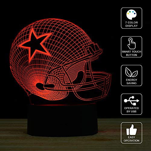 Titiskin 3D Illusion Led Night Light,7 Colors Gradual Changing Touch Switch Usb Table Lamp For Holiday Gifts Or Home Decorations (Baseball Helmet) #TOP3