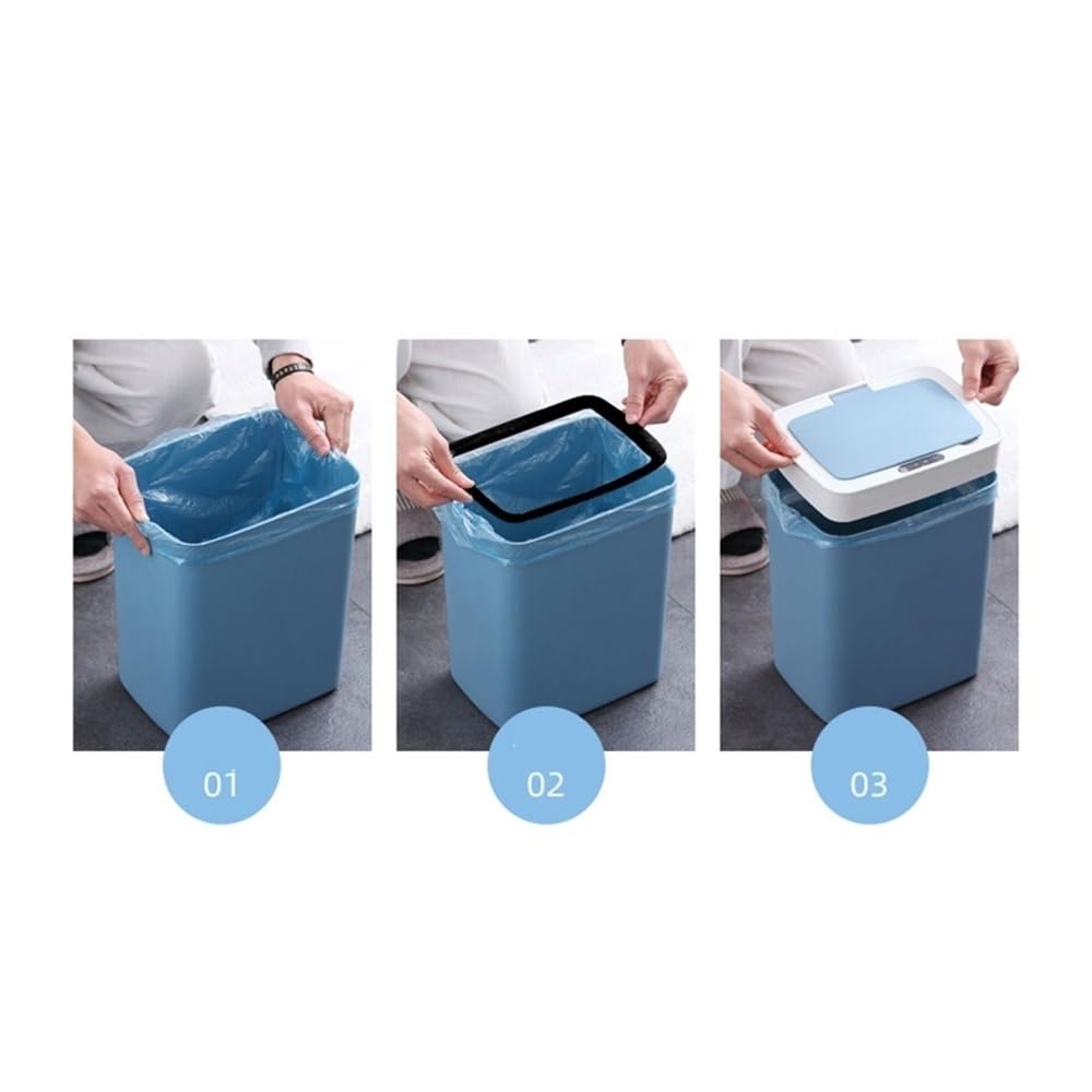 Cestino, Pattumiera attivata dal movimento for uso domestico con coperchio: porta carta igienica automatico for bagno e cucina(Blue)