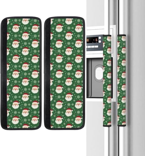 Image of Christmas Refrigerator Door Handle Covers Set of 2, Santa Neoprene Fridge Door Handle Covers Washable Non-Slip Protector for Fridge Dishwasher Appliance Handle Covers, Keep Your Kitchen Clean