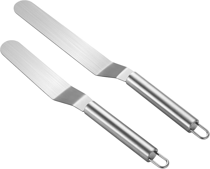 Espátula compensada Picxeic de 2 piezas, herramientas de decoración de pasteles de acero inoxidable de primera calidad, un juego incluye espátula de glaseado de 6, 8 pulgadas para cocinar en casa