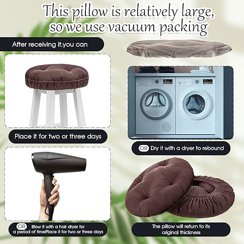 Image of Marsui 4 Pieces Bar Stool Cover Non Slip Padded Cushion, 12 Inch, Brown