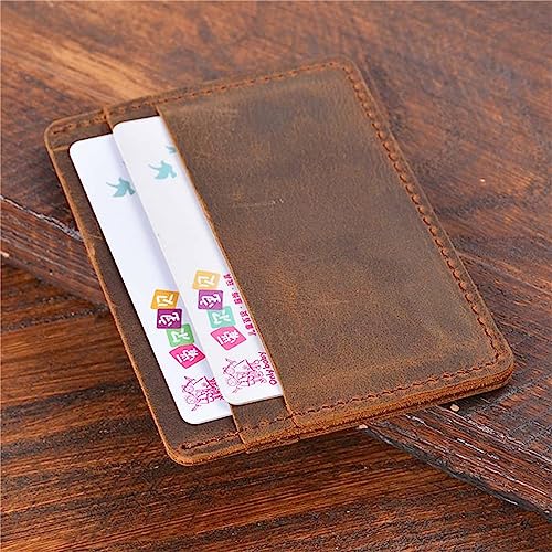 Minimalist Vintage Pull-Up Leather Wallet - Genuine Full-Grain Cowhide RFID Blocking Bifold Card Holder for Men - Slim & Lightweight4