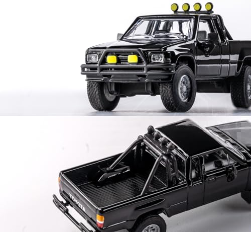Image of Jada Majorette Collection - 1985 Toyota Hilux SR5 Pickup 1:64 Die-Cast Model Car with Rubber Tires & Display Case, for Collectors & Adults