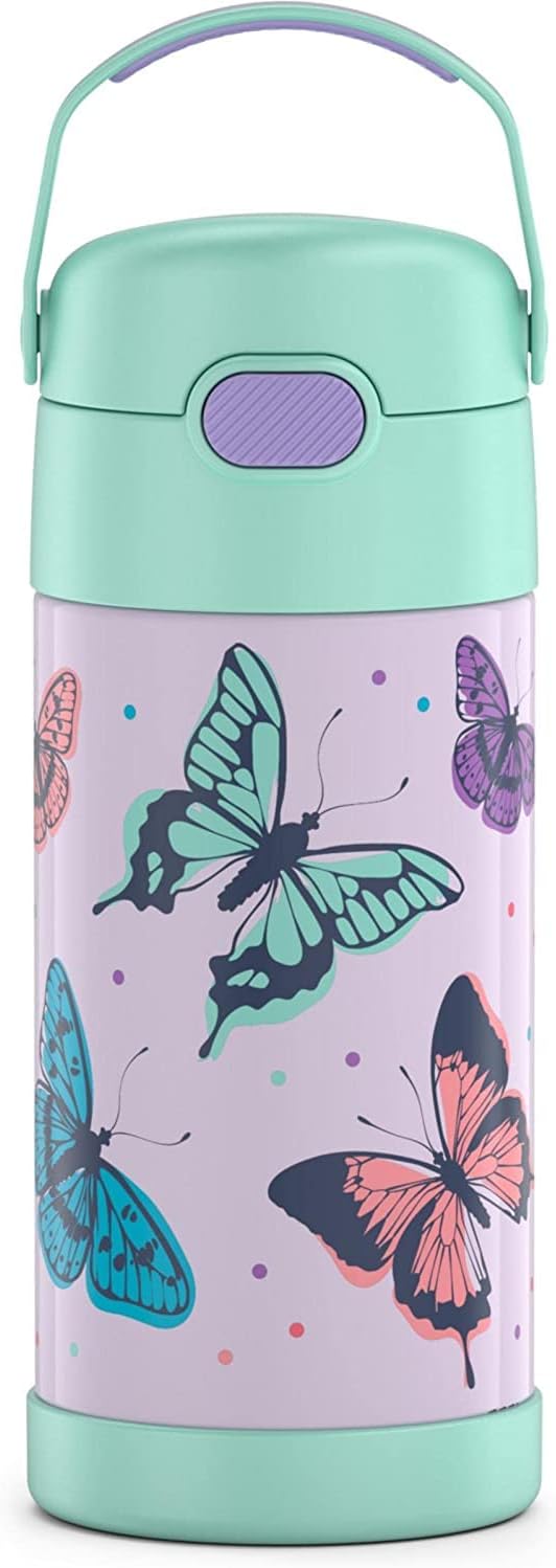 THERMOS FUNTAINER Water Bottle with Straw - 12 Ounce - Kids Stainless Steel Vacuum Insulated Water Bottle with Lid