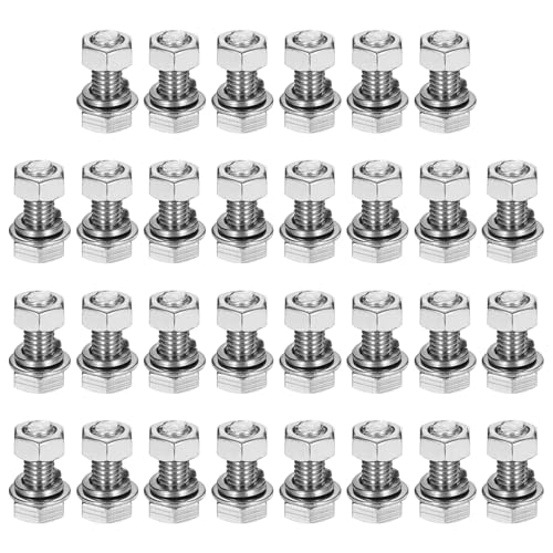 Image of sourcing map M5 x 12mm 304 Stainless Steel Hex Head Screws Bolts, Nuts, Flat & Lock Washers Assortment Kit, Fully Threaded, Bright Finish for Home, Electronic, Machine, 30 Sets