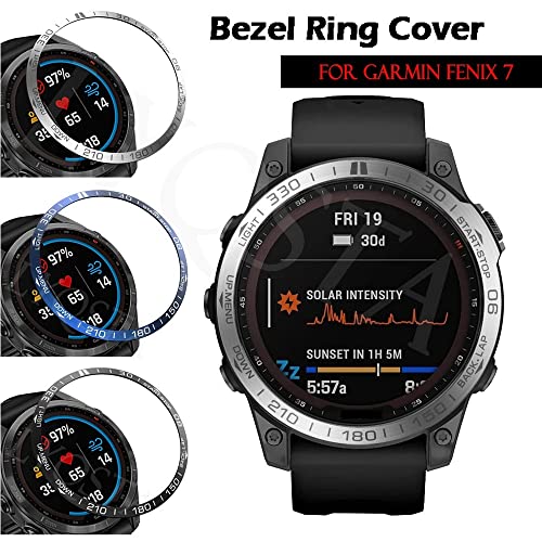 Bisel protector para Garmin Fenix 7X y 6X Pro en acero azul 2