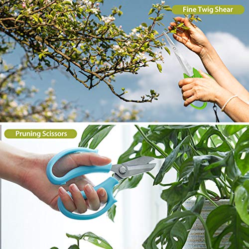 Bonsai Tools Set 11pcs Gardening Trimming Tools Set Bonsai Tree Tools Kit with Pruning Shears, Root Pick, Tweezers, Bonsai Wires, Wire Cutter and Scissors, Leather Bag for Garden Plant(11 PCS)