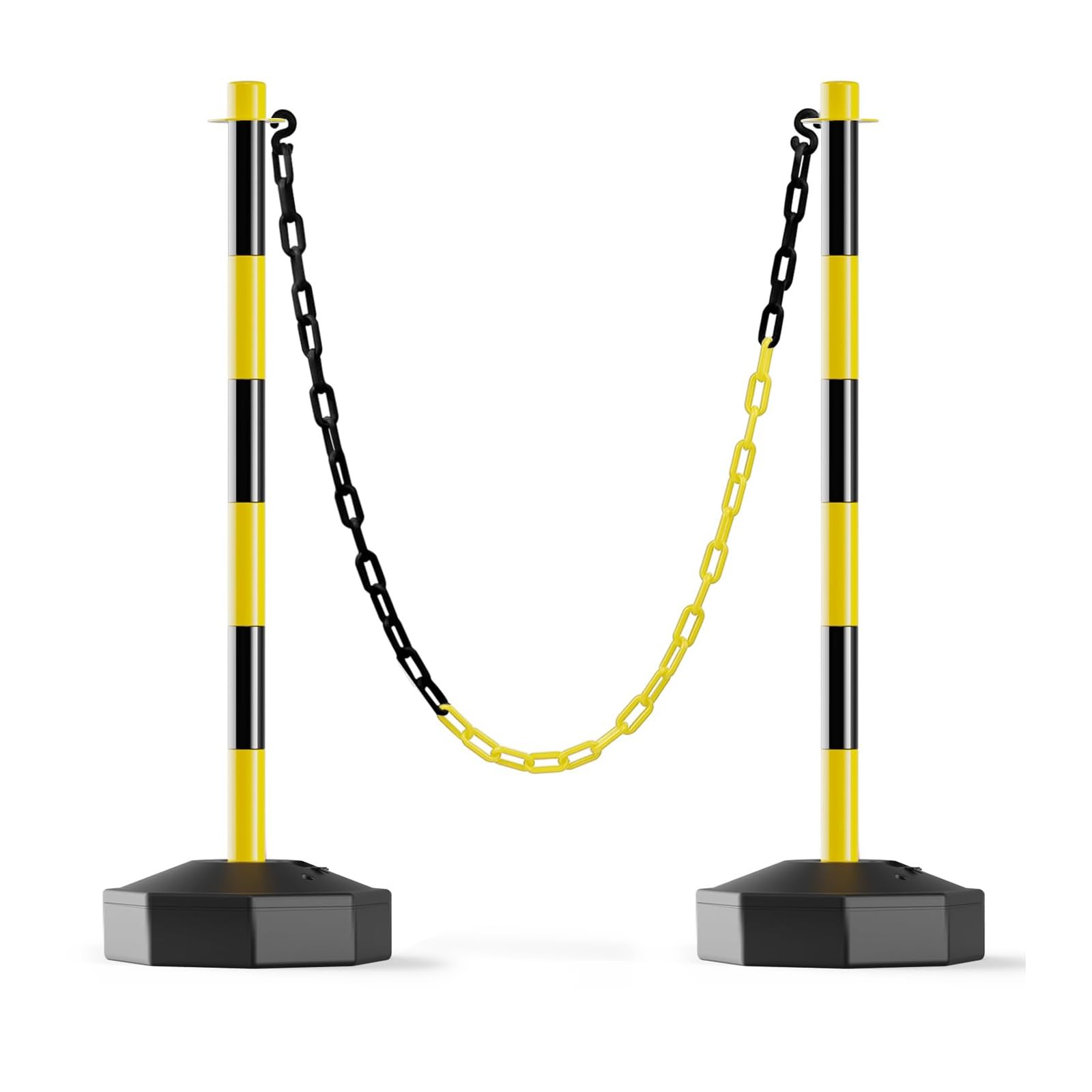 Barreras De Seguridad Vial, Postes Delimitadores De Estacionamiento Con Base Rellenable, Postes Portátiles, Para Garajes Y Pasillos Peatonales(Yellow-2pc)