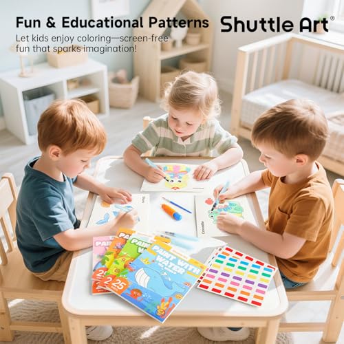 Image of Shuttle Art Paint with Water Coloring Book for Kids, Pack of 4, 100 Sheets Watercolor Paint Set for Kids Ages 3-5, 4-8, Mess Free Travel Art Supplies, Birthday Christmas Craft Gift