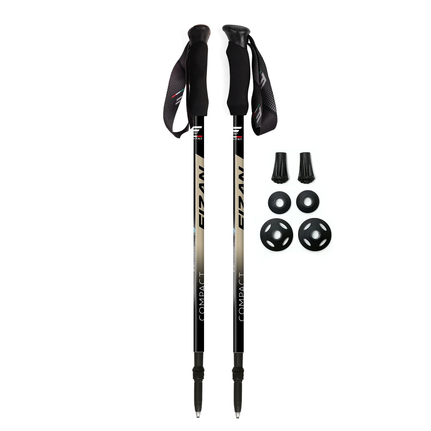 Fizan 3 bastoncini da trekking compatti – 158,8 g Ultralight, Backpacking, Thru Bastoni da trekking, regolabili, pieghevoli, vestibilità personalizzata, impugnature EVA, bastoncini da passeggio in