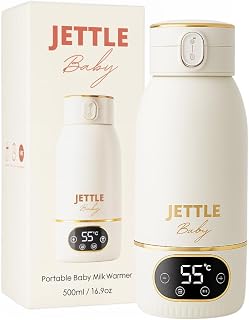 Portable Wireless Milk Warmer for Baby, 500ml Stainless Steel Bottle Heater – 3-Min Fast Warming, Rechargeable, Digital Display, Auto Shut-Off, Leak-Proof, Easy to Clean, Travel-Ready