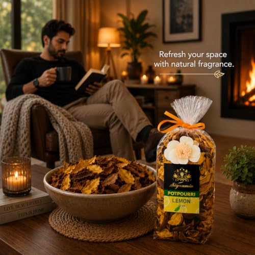 Image of SIGNAMIO Potpourri Flowers - Dry Flowers for Decoration, Scented Dry Flower Mix for Home Decor, Natural Fragrance, Floral Arrangement, Aromatic Bowl Filler, Gift Basket Filler - Lemon